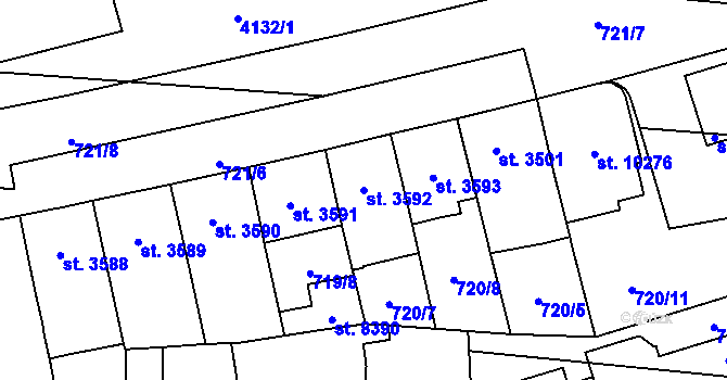 Parcela st. 3592 v KÚ Pardubice, Katastrální mapa
