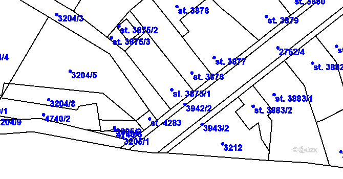Parcela st. 3875/1 v KÚ Pardubice, Katastrální mapa