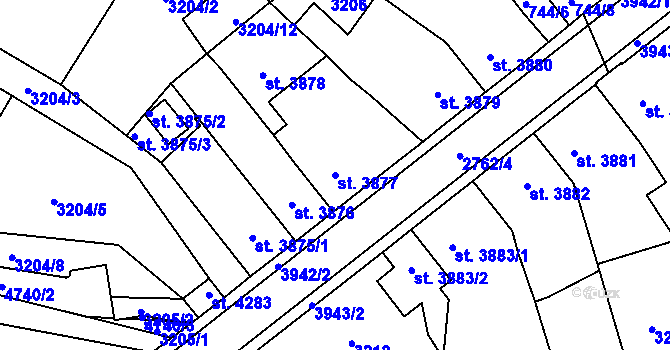 Parcela st. 3877 v KÚ Pardubice, Katastrální mapa
