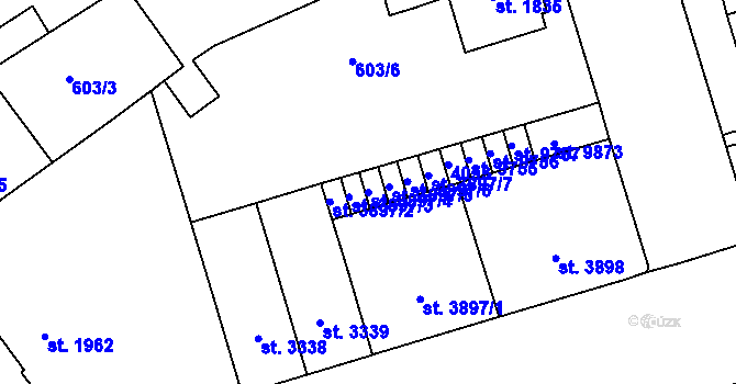 Parcela st. 3897/4 v KÚ Pardubice, Katastrální mapa