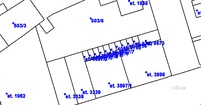 Parcela st. 3897/5 v KÚ Pardubice, Katastrální mapa