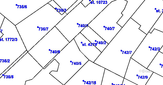 Parcela st. 4279 v KÚ Pardubice, Katastrální mapa