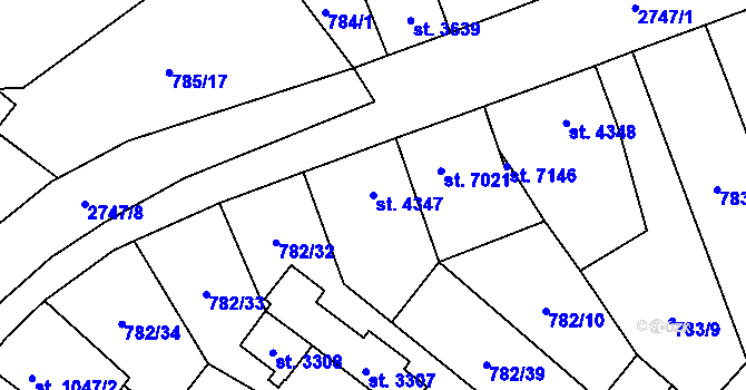 Parcela st. 4347 v KÚ Pardubice, Katastrální mapa