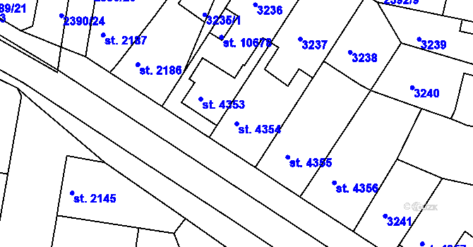 Parcela st. 4354 v KÚ Pardubice, Katastrální mapa