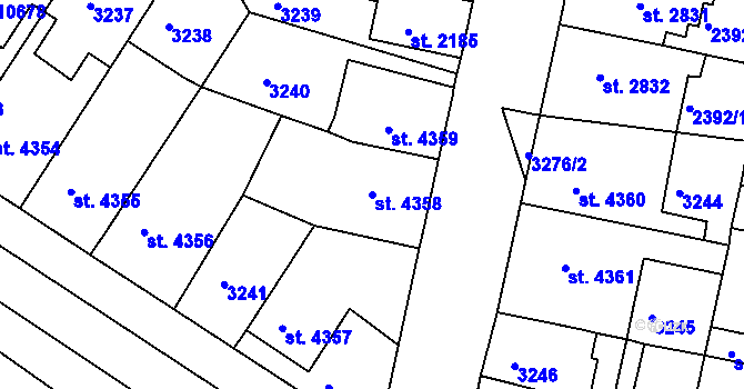 Parcela st. 4358 v KÚ Pardubice, Katastrální mapa