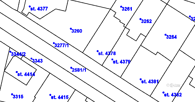 Parcela st. 4378 v KÚ Pardubice, Katastrální mapa