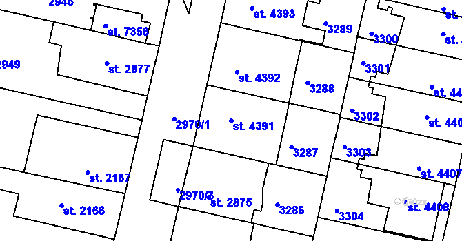 Parcela st. 4391 v KÚ Pardubice, Katastrální mapa