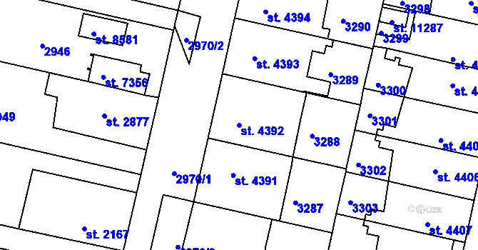 Parcela st. 4392 v KÚ Pardubice, Katastrální mapa