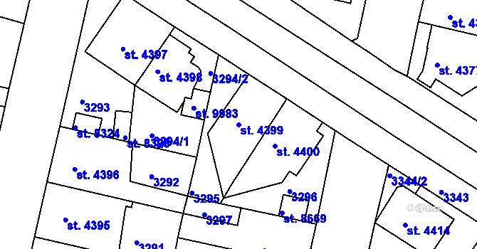Parcela st. 4399 v KÚ Pardubice, Katastrální mapa