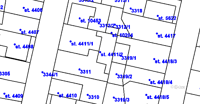 Parcela st. 4411/2 v KÚ Pardubice, Katastrální mapa