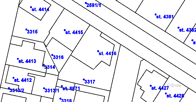 Parcela st. 4416 v KÚ Pardubice, Katastrální mapa