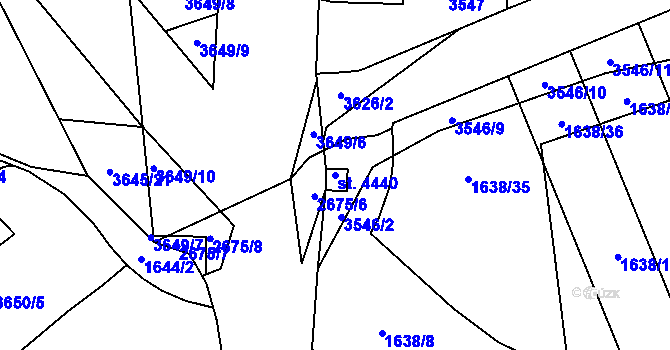 Parcela st. 4440 v KÚ Pardubice, Katastrální mapa