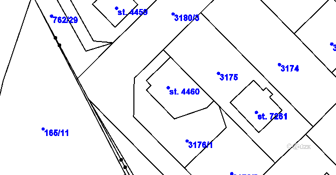Parcela st. 4460 v KÚ Pardubice, Katastrální mapa