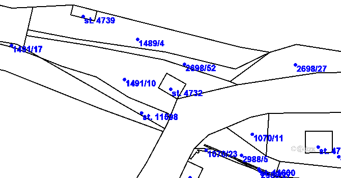 Parcela st. 4732 v KÚ Pardubice, Katastrální mapa
