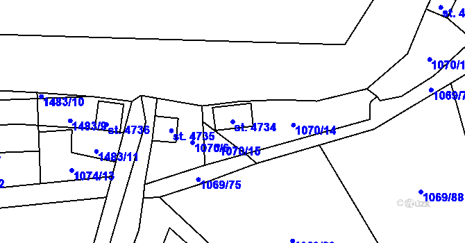 Parcela st. 4734 v KÚ Pardubice, Katastrální mapa