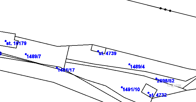 Parcela st. 4739 v KÚ Pardubice, Katastrální mapa