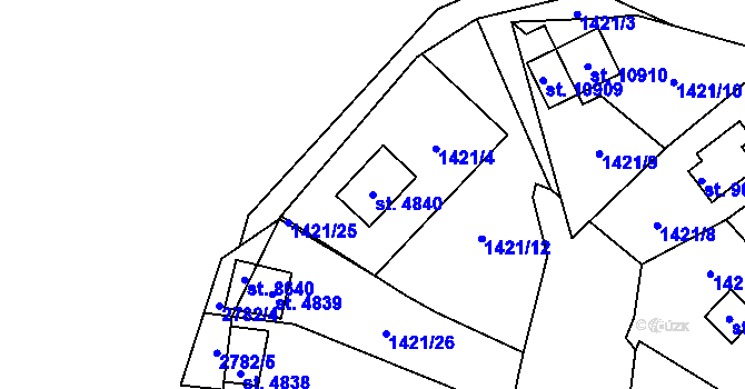 Parcela st. 4840 v KÚ Pardubice, Katastrální mapa