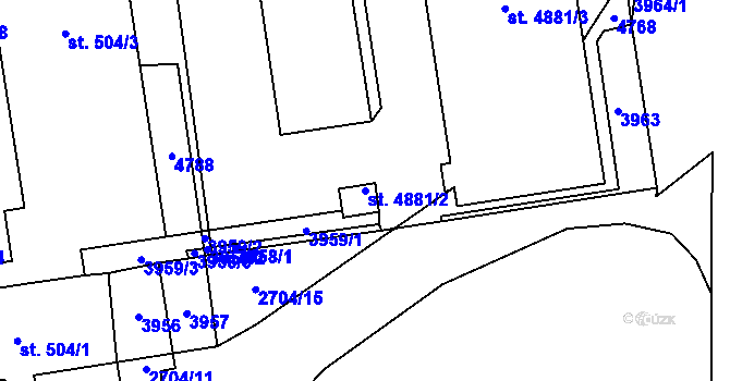 Parcela st. 4881/2 v KÚ Pardubice, Katastrální mapa