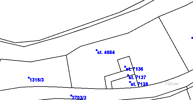 Parcela st. 4884 v KÚ Pardubice, Katastrální mapa