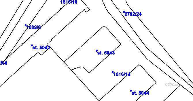 Parcela st. 5043 v KÚ Pardubice, Katastrální mapa