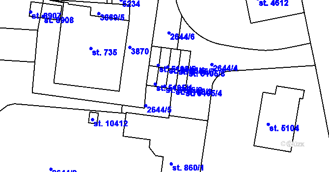 Parcela st. 5105/2 v KÚ Pardubice, Katastrální mapa