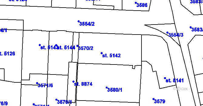 Parcela st. 5142 v KÚ Pardubice, Katastrální mapa