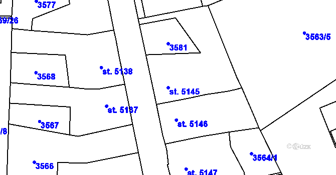 Parcela st. 5145 v KÚ Pardubice, Katastrální mapa