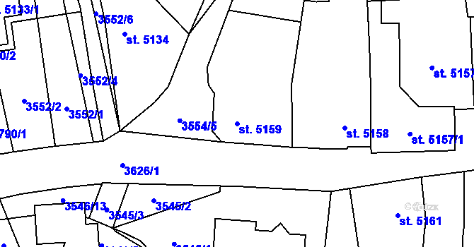 Parcela st. 5159 v KÚ Pardubice, Katastrální mapa