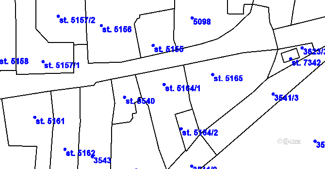 Parcela st. 5164 v KÚ Pardubice, Katastrální mapa