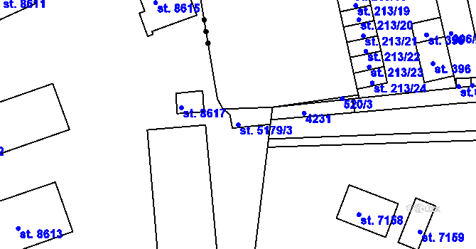 Parcela st. 5179/3 v KÚ Pardubice, Katastrální mapa
