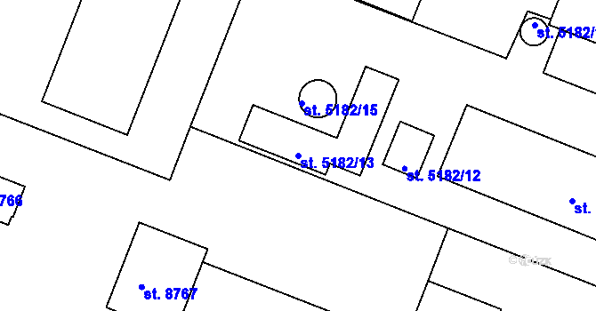 Parcela st. 5182/13 v KÚ Pardubice, Katastrální mapa