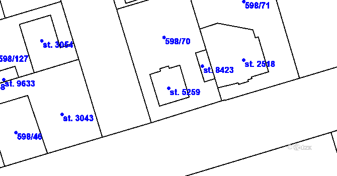 Parcela st. 5259 v KÚ Pardubice, Katastrální mapa