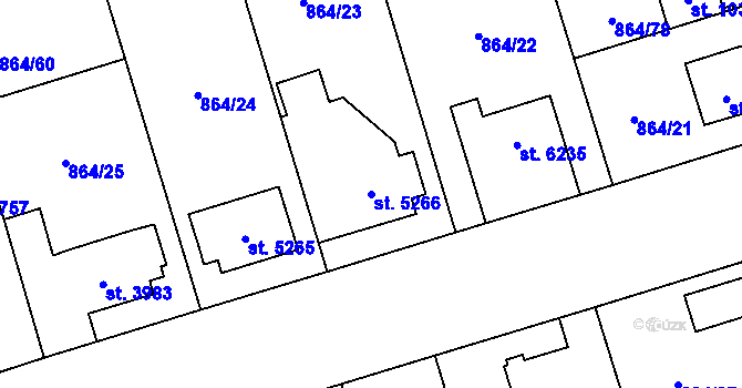 Parcela st. 5266 v KÚ Pardubice, Katastrální mapa