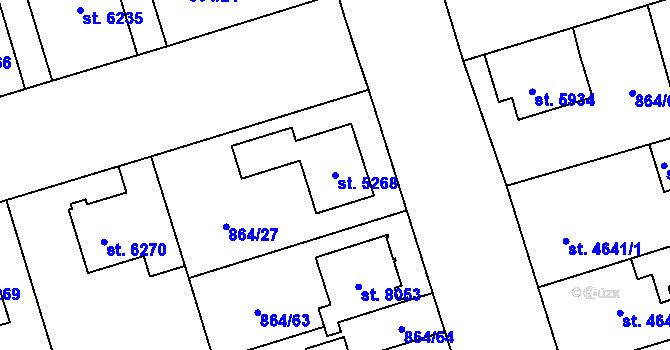 Parcela st. 5268 v KÚ Pardubice, Katastrální mapa