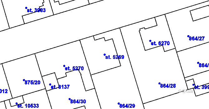 Parcela st. 5269 v KÚ Pardubice, Katastrální mapa