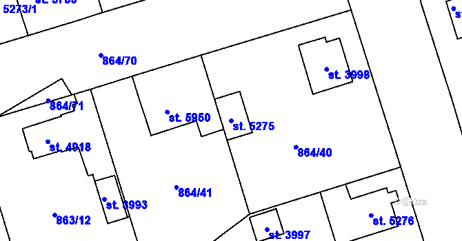 Parcela st. 5275 v KÚ Pardubice, Katastrální mapa