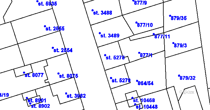 Parcela st. 5278 v KÚ Pardubice, Katastrální mapa