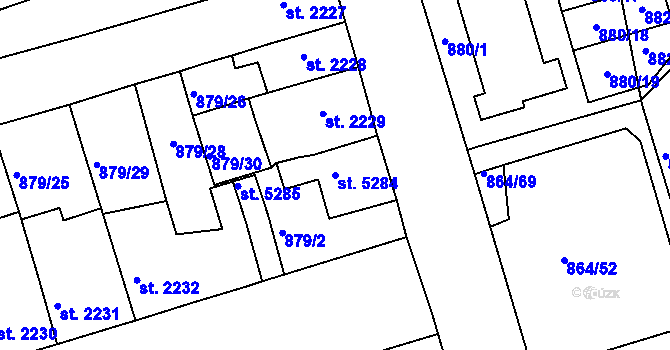 Parcela st. 5284 v KÚ Pardubice, Katastrální mapa