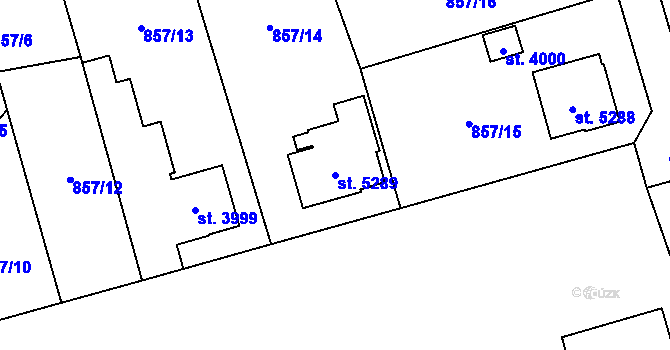 Parcela st. 5289 v KÚ Pardubice, Katastrální mapa