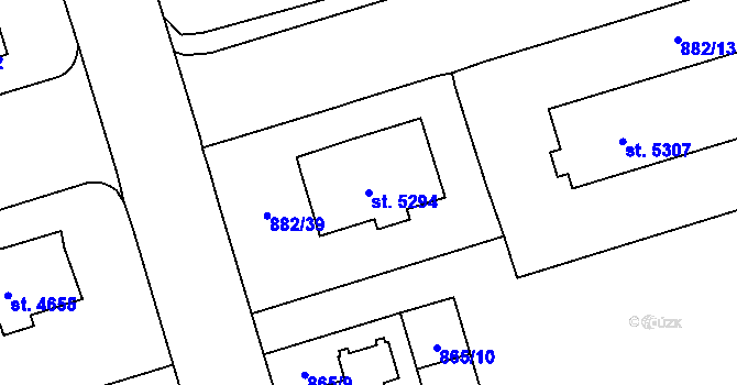 Parcela st. 5294 v KÚ Pardubice, Katastrální mapa