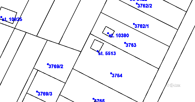 Parcela st. 5513 v KÚ Pardubice, Katastrální mapa