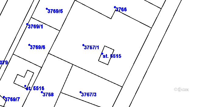 Parcela st. 5515 v KÚ Pardubice, Katastrální mapa