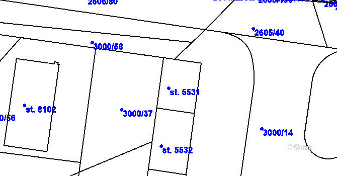 Parcela st. 5531 v KÚ Pardubice, Katastrální mapa