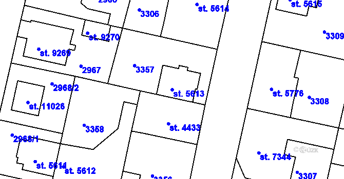 Parcela st. 5613 v KÚ Pardubice, Katastrální mapa