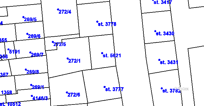 Parcela st. 5621 v KÚ Pardubice, Katastrální mapa