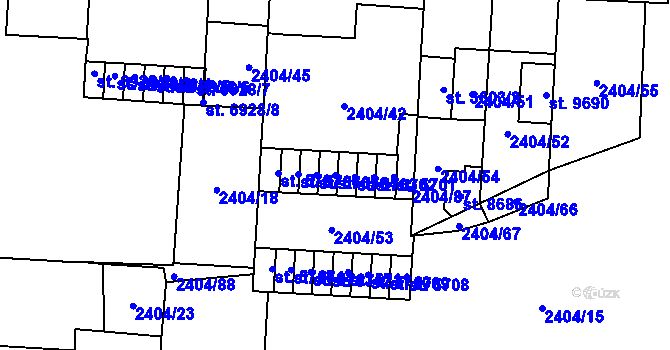 Parcela st. 5704 v KÚ Pardubice, Katastrální mapa