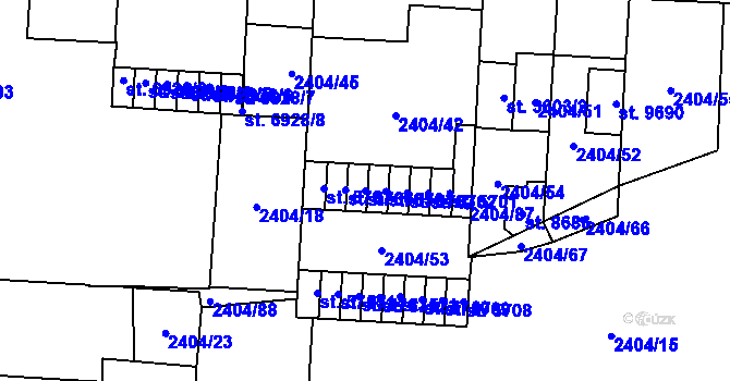 Parcela st. 5705 v KÚ Pardubice, Katastrální mapa