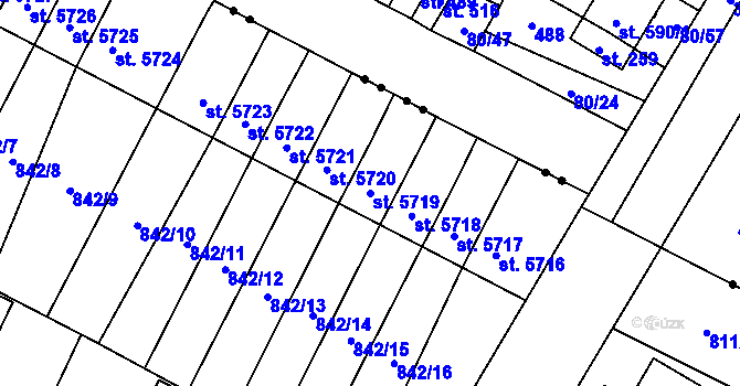 Parcela st. 5719 v KÚ Pardubice, Katastrální mapa