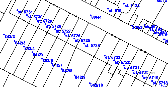 Parcela st. 5724 v KÚ Pardubice, Katastrální mapa