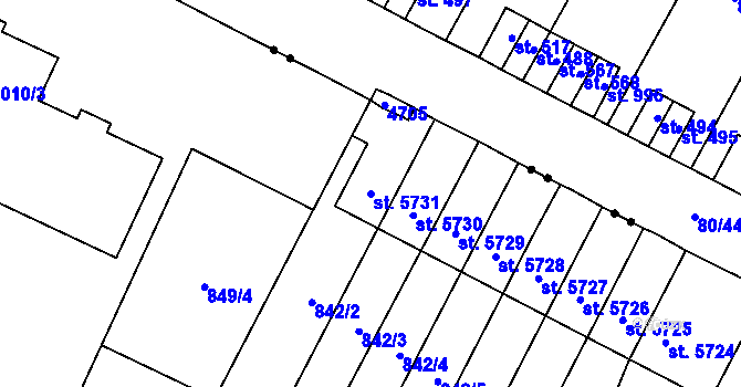 Parcela st. 5731 v KÚ Pardubice, Katastrální mapa